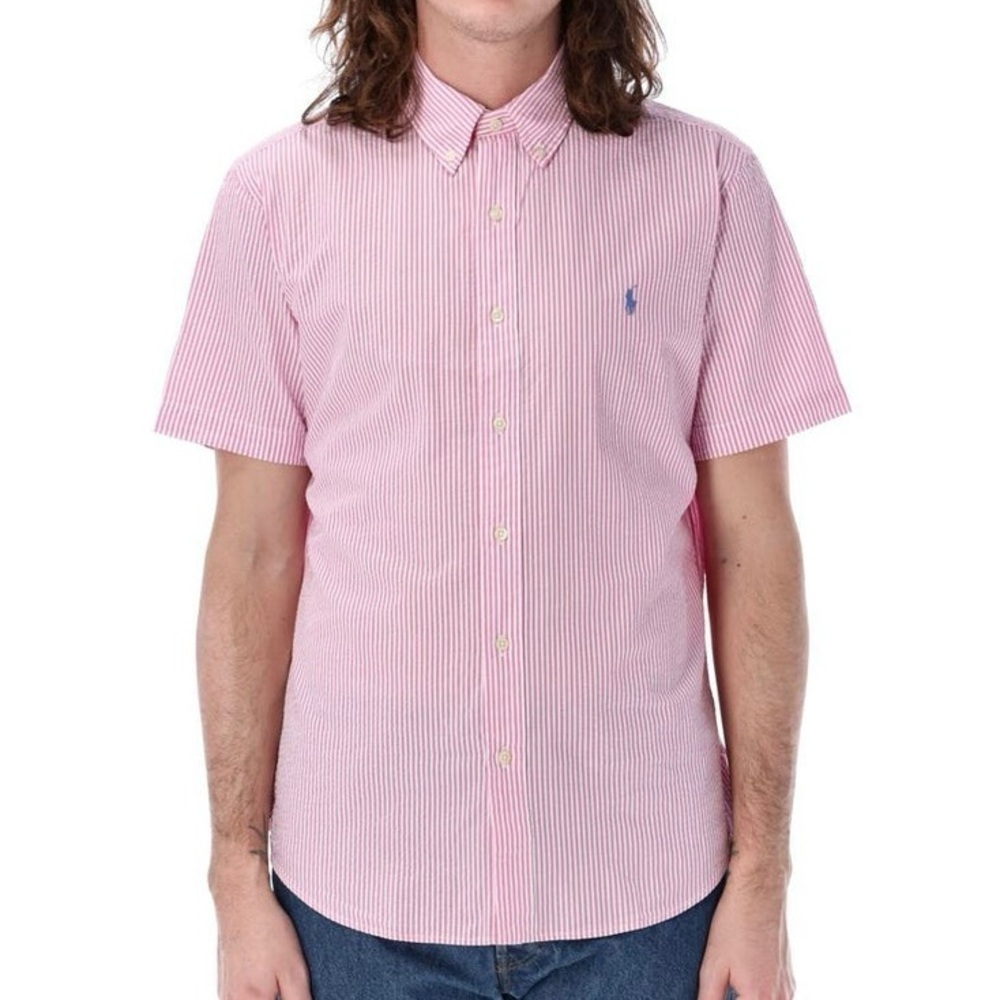 Polo Ralph Lauren Seersucker short sleeved shirt pink white striped Men’s XL